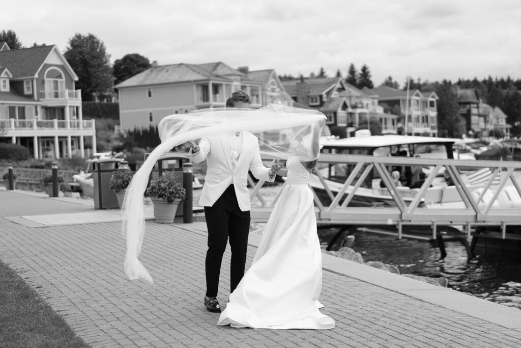 Editorial-style wedding portraits in Traverse City. Northern Michigan Weddings