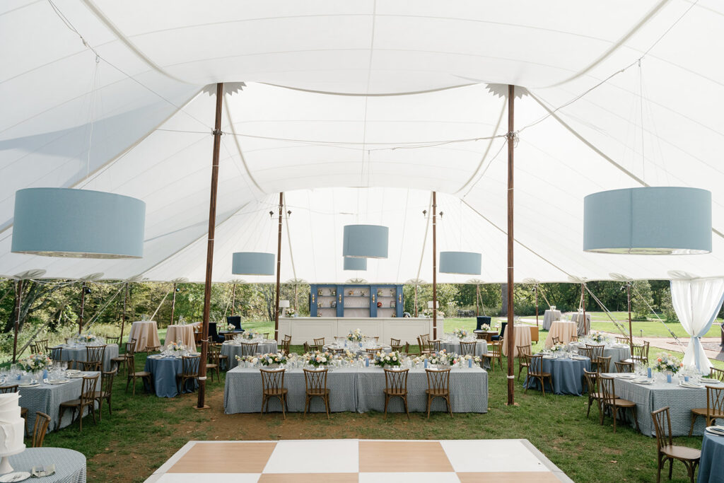 Meshewa tented wedding reception details. Luxury Cincinnati wedding venue.